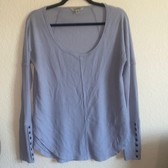 Lucky thermal contrast cuff shirt long sleeve S boho hippie peasant y2k 90s - Picture 1 of 7